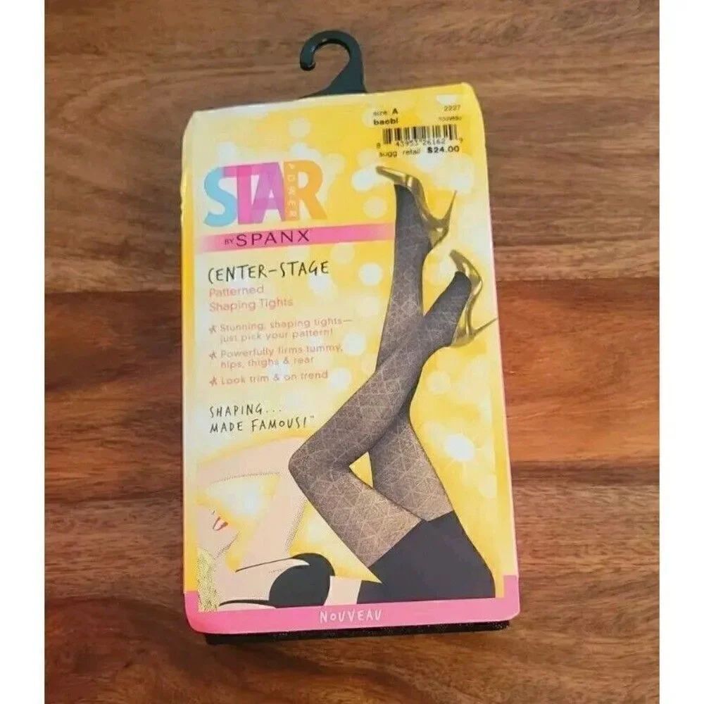 Spanx Star Power Black Center Stage Patterned Shaping Tights Size A New in Box